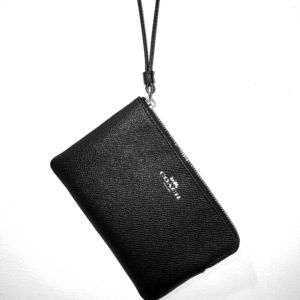 COACH Mini Black Pebble Wristlet